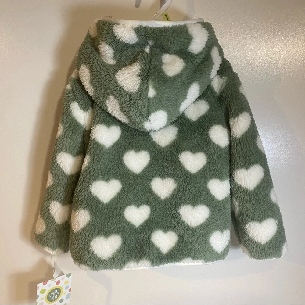NWT Little Me Sherpa Hooded Jacket With Matching Shirt Size 24 Months